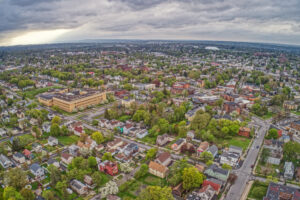 Aerial view of downtown Utica, NY