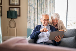 Older couple looking at a tablet