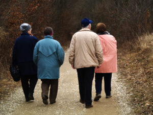 People walking in woods